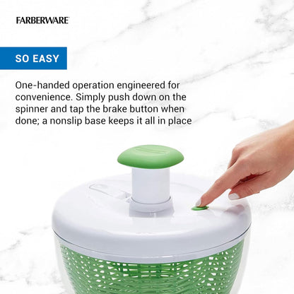Pro Small Salad Spinner with Pump Lid, 3.16 Qt Lettuce Spinner and Fruit Washer Bowl with Colander Basket, One-Handed Operation, Nonslip Base