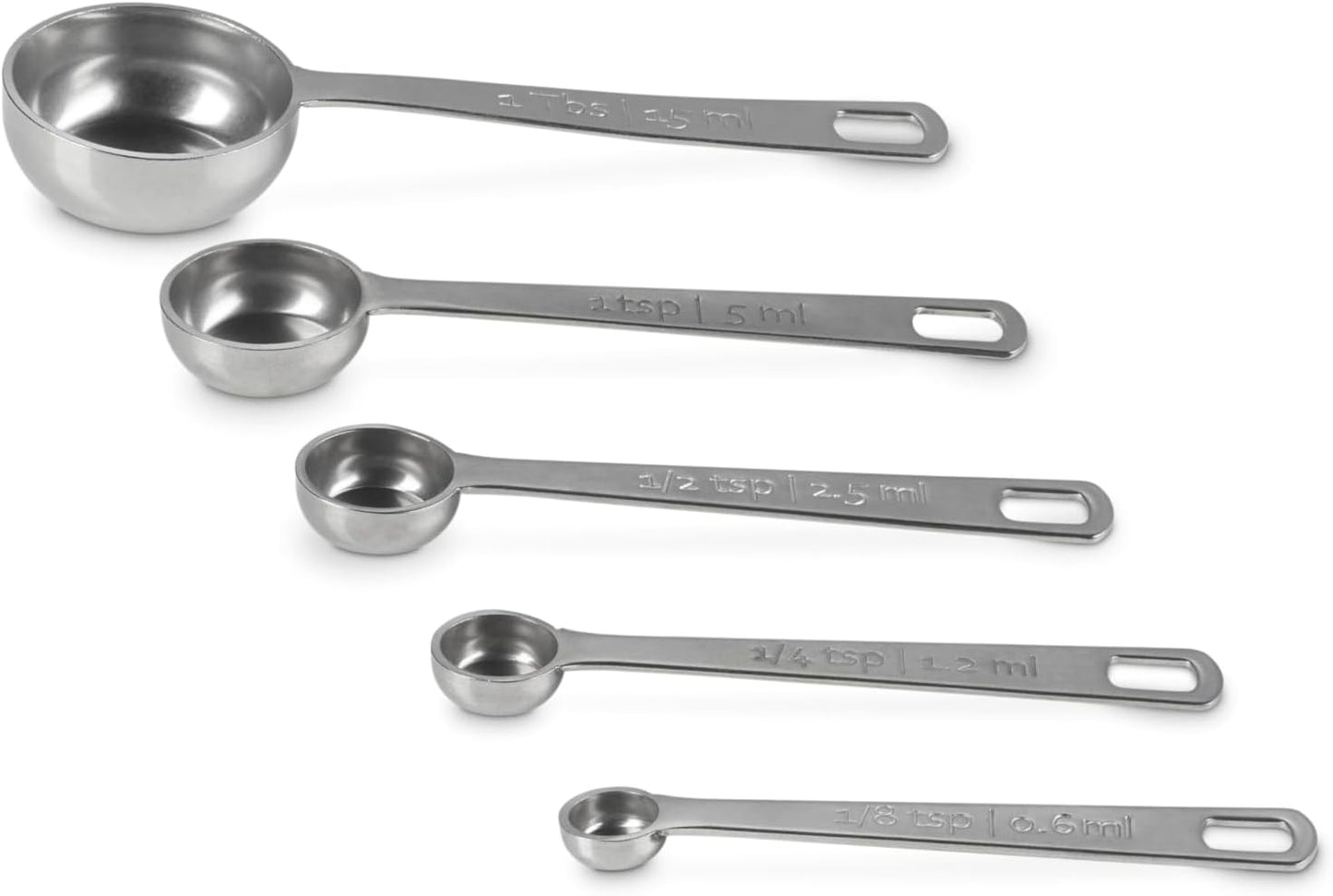 Stainless Steel Measuring Spoons, Gold Finish, Set of 5 | Set includes: 1/8, 1/4, 1/2 and 1 Tsps, and 1 Tb