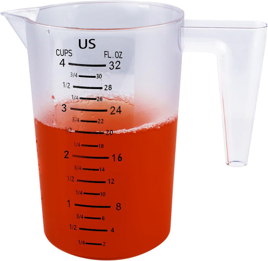 4 Cup/32 Oz Measuring Cups, Clear, Strong Food Grade Liquid Measure Pitcher, for Home Hobbies/Professional Kitchen
