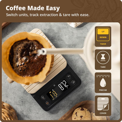 Coffee Scale with Timer, 0.1g Precision for Espresso & Matcha