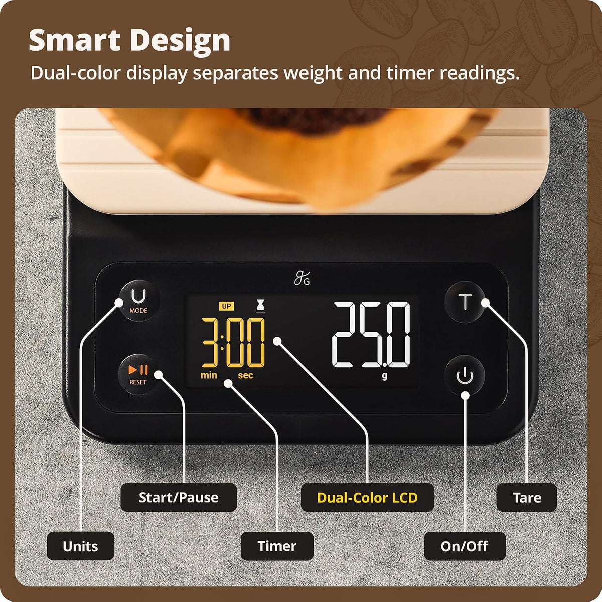 Coffee Scale with Timer, 0.1g Precision for Espresso & Matcha