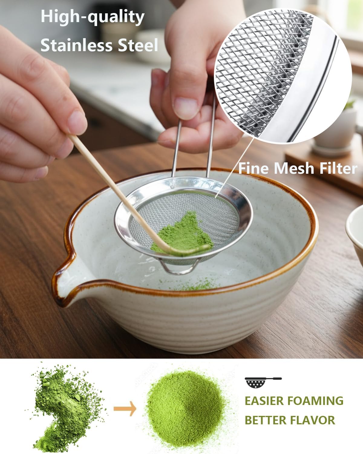 Matcha Whisk Set,Matcha Set,Matcha Kit,Matcha Bowl with Spout,Scoop,Sifter,Bamboo Whisk,Chasen Holder,Mothers Day Gifts for Mom Women her Grifend,Gifts for Christmas