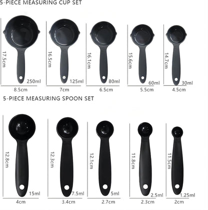 Measuring Cups and Spoons Set, 10 Piece Cute Measuring Cup Spoon Set, Plastic Measuring Cups and Spoons, Rainbow Colorful Measure Cups Measurement Spoons for Baking & Kitchen Random Color