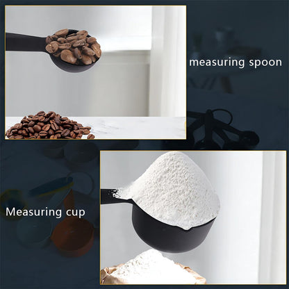 Measuring Cups and Spoons Set, 10 Piece Cute Measuring Cup Spoon Set, Plastic Measuring Cups and Spoons, Rainbow Colorful Measure Cups Measurement Spoons for Baking & Kitchen Random Color