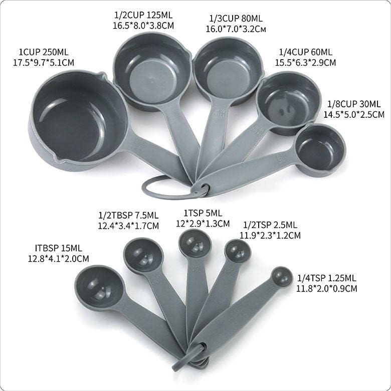 Measuring Cups and Spoons Set, 10 Piece Cute Measuring Cup Spoon Set, Plastic Measuring Cups and Spoons, Rainbow Colorful Measure Cups Measurement Spoons for Baking & Kitchen Random Color