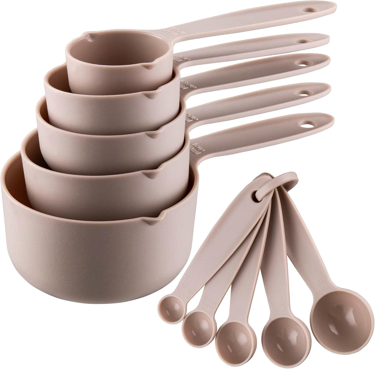 Measuring Cups and Spoons Set, 10 Piece Cute Measuring Cup Spoon Set, Plastic Measuring Cups and Spoons, Rainbow Colorful Measure Cups Measurement Spoons for Baking & Kitchen Random Color