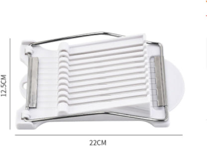 White Luncheon Meat Slicer Fruit Soft Boiled Egg Cheese Butter Slicers Cutter, Stainless Steel Wires, Cuts 10 Slices