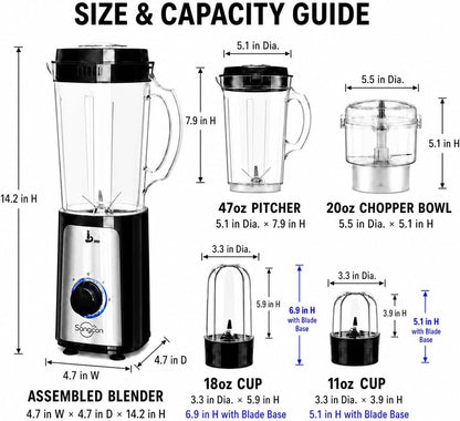 Blenders for Kitchen, 5-in-1 Food Processor Combo for Smoothies Set