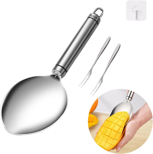 3Pcs Mango Slicer Fruit Fork Kit, Watermelon Cutter Slice, Stainless Steel Kitchen Fruit Cutter Slice Tool