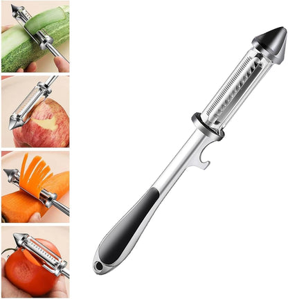 All In One Multifunctional Vegetable Peeler,4 and 1Julienne Peeler Vegetable Peeler,Veggie Peelers for Kitchen,Potato kitchen Pear Tomato Cucumber (Silver)