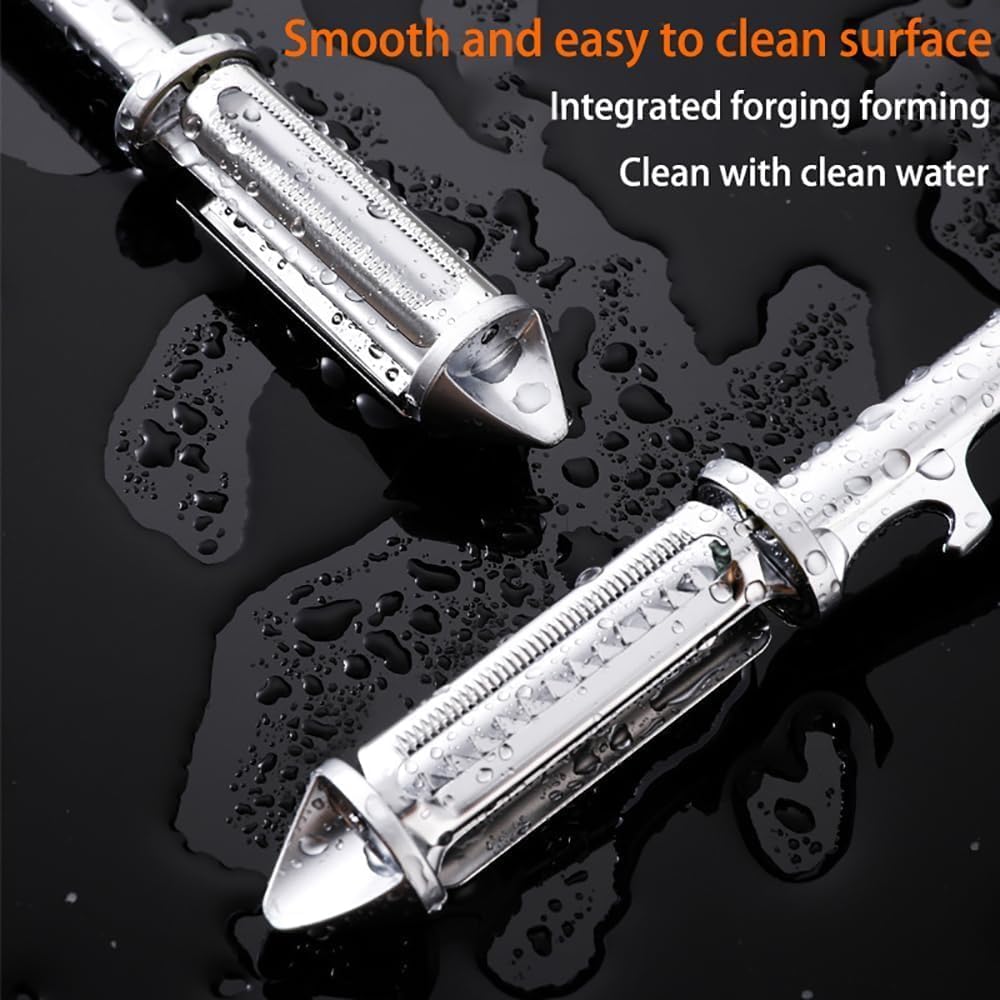 All In One Multifunctional Vegetable Peeler,4 and 1Julienne Peeler Vegetable Peeler,Veggie Peelers for Kitchen,Potato kitchen Pear Tomato Cucumber (Silver)