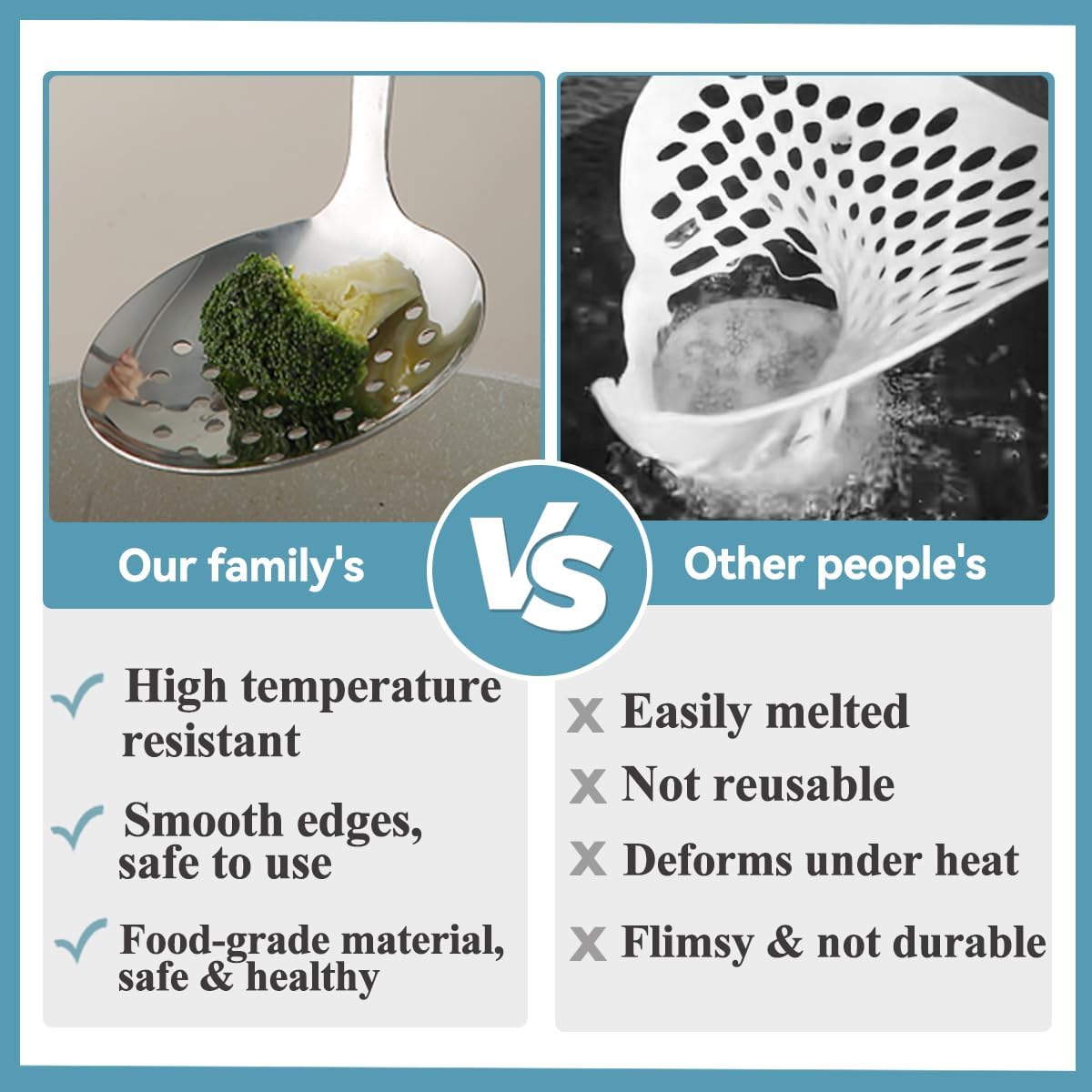 Slotted Spoons and Kitchen Ladle Spoon Set 2 Pcs, Stainless Steel Kitchen Spider Strainer Skimmer Soup Ladle for Straining Pasta/Cooking/Frying, Serving Soup/Gravy, Metal Kitchen Utensils