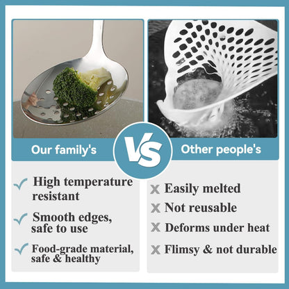 Slotted Spoons and Kitchen Ladle Spoon Set 2 Pcs, Stainless Steel Kitchen Spider Strainer Skimmer Soup Ladle for Straining Pasta/Cooking/Frying, Serving Soup/Gravy, Metal Kitchen Utensils