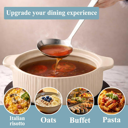 Slotted Spoons and Kitchen Ladle Spoon Set 2 Pcs, Stainless Steel Kitchen Spider Strainer Skimmer Soup Ladle for Straining Pasta/Cooking/Frying, Serving Soup/Gravy, Metal Kitchen Utensils