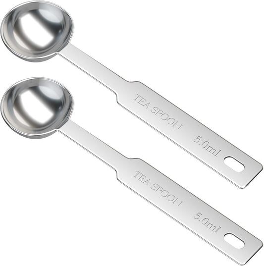 2PCS 1tsp(5ml) Stainless Steel Measuring Spoon | Food-Grade, Accurate, BPA-Free, Dishwasher Safe, Engraved Marking, Kitchen Essential