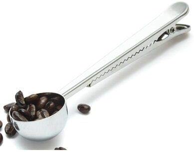 3 PCS Coffee Scoop with Clip 2 in 1 Stainless Steel 1 tbsp Ground Measuring Spoon with Bag Clip for Coffee Tea