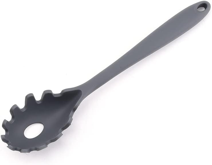 Silicone Pasta Fork (11.5"), High Heat Resistant to 480°F, Hygienic One Piece Design, Spaghetti Strainer & Server Spoon Pasta Forks (White)