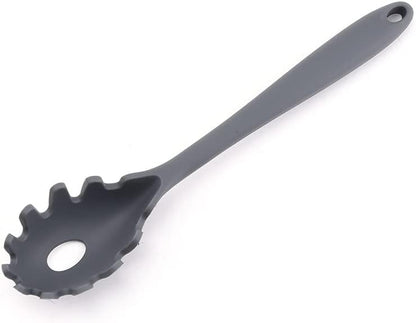Silicone Pasta Fork (11.5"), High Heat Resistant to 480°F, Hygienic One Piece Design, Spaghetti Strainer & Server Spoon Pasta Forks (White)