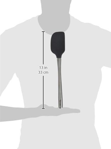 Tovolo Flex Core Silicone Spatula Spoonula Set of 2 for Non Stick Cast Iron Cooking & Baking, Dishwasher Safe Heat Resistant BPA Free Long Stainless Steel Handle Kitchen Utensil, Charcoal Gray