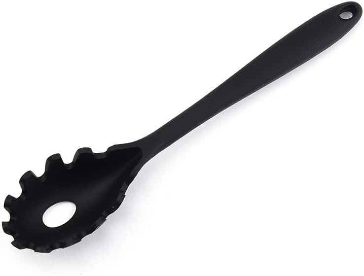 Silicone Pasta Fork (11.5"), High Heat Resistant to 480°F, Hygienic One Piece Design, Spaghetti Strainer & Server Spoon Pasta Forks (White)