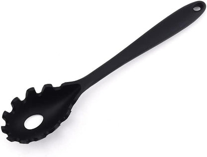Silicone Pasta Fork (11.5"), High Heat Resistant to 480°F, Hygienic One Piece Design, Spaghetti Strainer & Server Spoon Pasta Forks (White)
