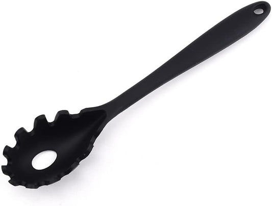 Silicone Pasta Fork (11.5"), High Heat Resistant to 480°F, Hygienic One Piece Design, Spaghetti Strainer & Server Spoon Pasta Forks (White)