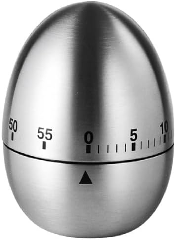 Stainless Steel Kitchen Timer Egg – Accurate Countdown Timer for Cooking, Metallic Silver Egg Shape, with Dual-Language Manual (English & Chinese)