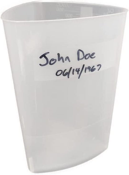 Vakly Plastic Graduated Triangular Intake Output Container [5 Pack] 32 ounce Three-Sided Translucent Laboratory Beaker for Measuring & Mixing - Clear Markings in oz & cc - for Specimen, Paint & Epoxy