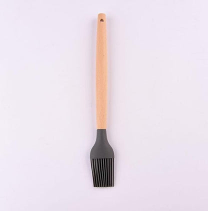 Silicone Oil Brush with Wooden Handle,Durable Basting Brush Pastry Brush,Easy to Clean for Cooking Baking Grilling (Red)