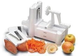 Vegetable Spiralizer by Vita, Tri-Blade Mandolin Veggie Fruit Spiral Slicer, 6 bonus parts plus Cleaning Brush and Ceramic Peeler