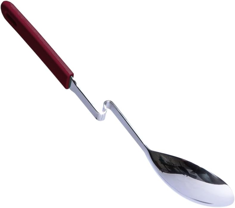 Souper Cubes + Lori Greiner No Mess Stainless Steel Soup Ladle with Silicone Handle - Metal Soup Ladle with No Mess Design That Hooks on Side of Any Pot - Cranberry