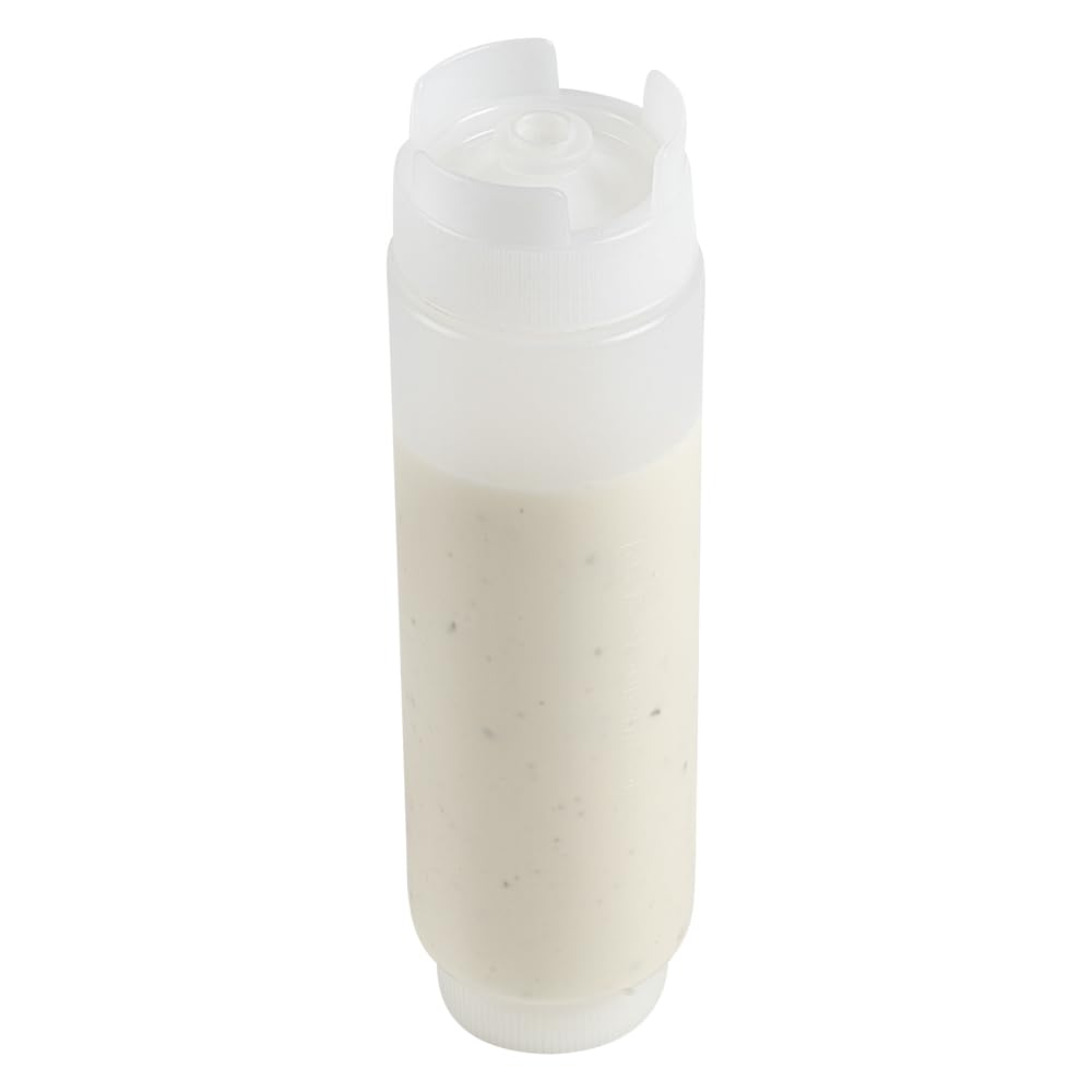 Restaurantware 32oz. FIFO Inverted Plastic Squeeze Bottle with Refill and Dispensing Lids - First In First Out - Perfect for Restaurants Catering and Food Trucks - 1ct box