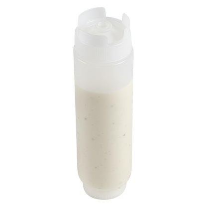 Restaurantware 32oz. FIFO Inverted Plastic Squeeze Bottle with Refill and Dispensing Lids - First In First Out - Perfect for Restaurants Catering and Food Trucks - 1ct box
