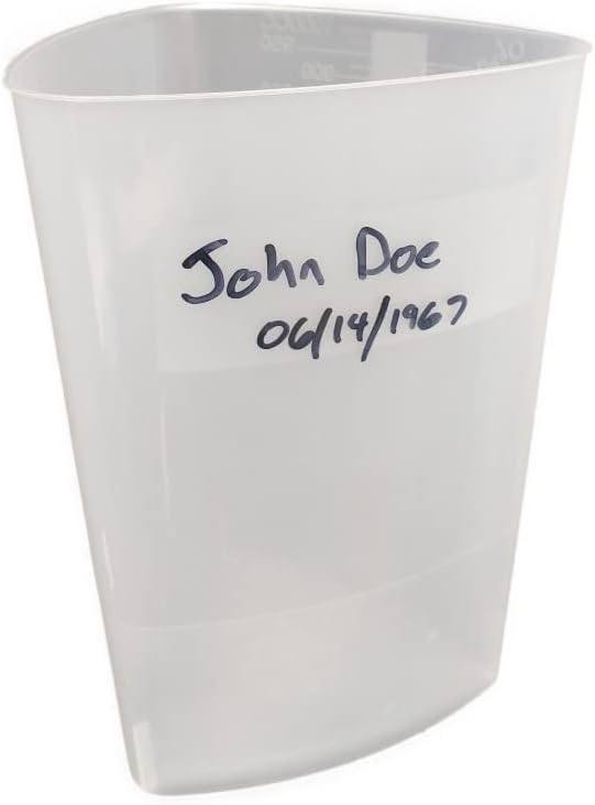 Vakly Plastic Graduated Triangular Intake Output Container [5 Pack] 32 ounce Three-Sided Translucent Laboratory Beaker for Measuring & Mixing - Clear Markings in oz & cc - for Specimen, Paint & Epoxy