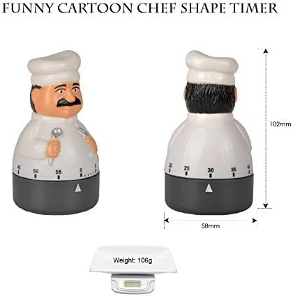 Jayron Mechanical Kitchen Timer 60 Minutes Countdown Timer Chef Shaped Alarm Clock,Suit for Children and Elderly,Used for Cooking Baking Facial Mask