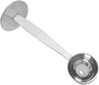 2-in-1 Coffee Scoops, 304 Stainless Steel Tablespoon Measure Spoon, with Pressed Bottom for Coffee Bean Press Coffee Grinding Pressing（Silver15 ml）