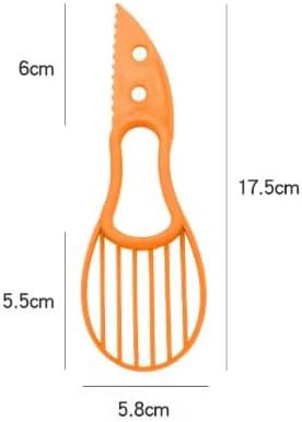 3-in-1 Avocado Slicer Tool, Plastic Corer Peeler Cutter with Serrated Knife, Orange Kitchen Gadget