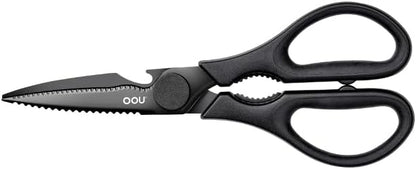OOU Scissors Titanium Kitchen Scissors Heavy Duty, Scissors all Purpose with Bottle Opener & Nutcracker, Dishwasher Safe Kitchen Shears for Meat, Chicken, Vegetables, Seafood & Herbs, Black