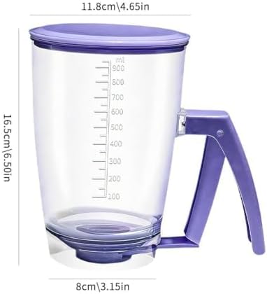 Pancake Batter Dispenser, No-Drip Squeeze Handle for Precision Portion Control, 900ML Capacity with Measurement Markings for Cupcakes, Waffles & Crepes, Dishwasher Safe Baking Tool (2pcs) (Purple1pcs)