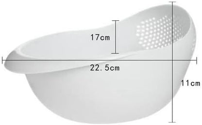 Rice Sieve Plastic Colander Kitchen Drain Basket with Handles Rice Bowl Strainer Strainer Basket Sink Drain Kitchen Tools (green)