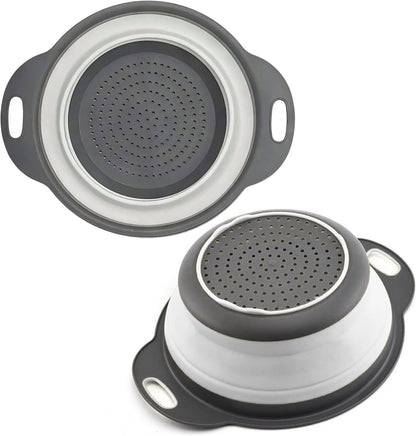 Black Silicone Collapsible Colanders - Kitchen Plastic Foldable Strainers for Pasta Small Camping Colander Bowl for Food