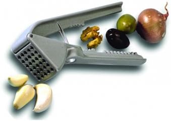 Westmark Germany Multipurpose Garlic Press with Olive Pitter, Nutcracker and Fish Scaler (Grey)