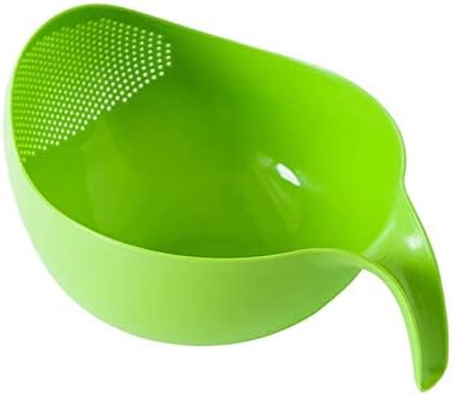 Rice Washing Filter Strainer Basket Colander Sieve Fruit Vegetable Bowl Drainer Cleaning Tools Home Kitchen Kit (S, green)