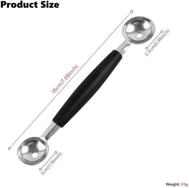 Black Double-Sided Fruit Melon Baller Spoon 2 in 1 Stainless Steel Melon Ballers Melon Scoop for Watermelon Cantaloupe Icecream Ball,18cm,Fruit and Vegetable Tools,Melon Ballers,Kitchen and Dining