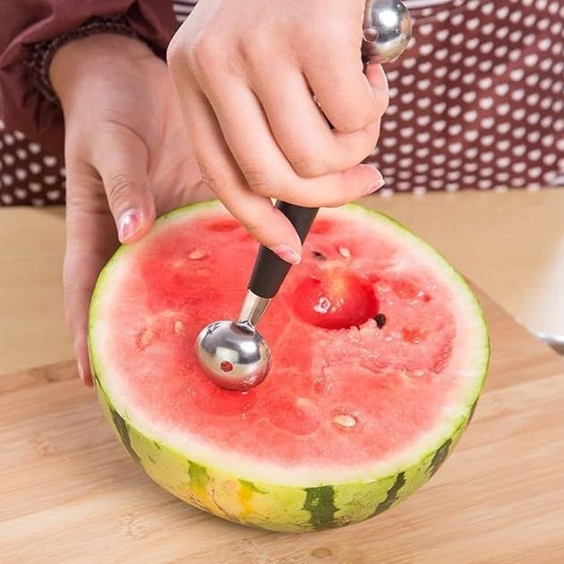 Black Double-Sided Fruit Melon Baller Spoon 2 in 1 Stainless Steel Melon Ballers Melon Scoop for Watermelon Cantaloupe Icecream Ball,18cm,Fruit and Vegetable Tools,Melon Ballers,Kitchen and Dining