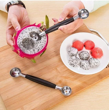 Black Double-Sided Fruit Melon Baller Spoon 2 in 1 Stainless Steel Melon Ballers Melon Scoop for Watermelon Cantaloupe Icecream Ball,18cm,Fruit and Vegetable Tools,Melon Ballers,Kitchen and Dining