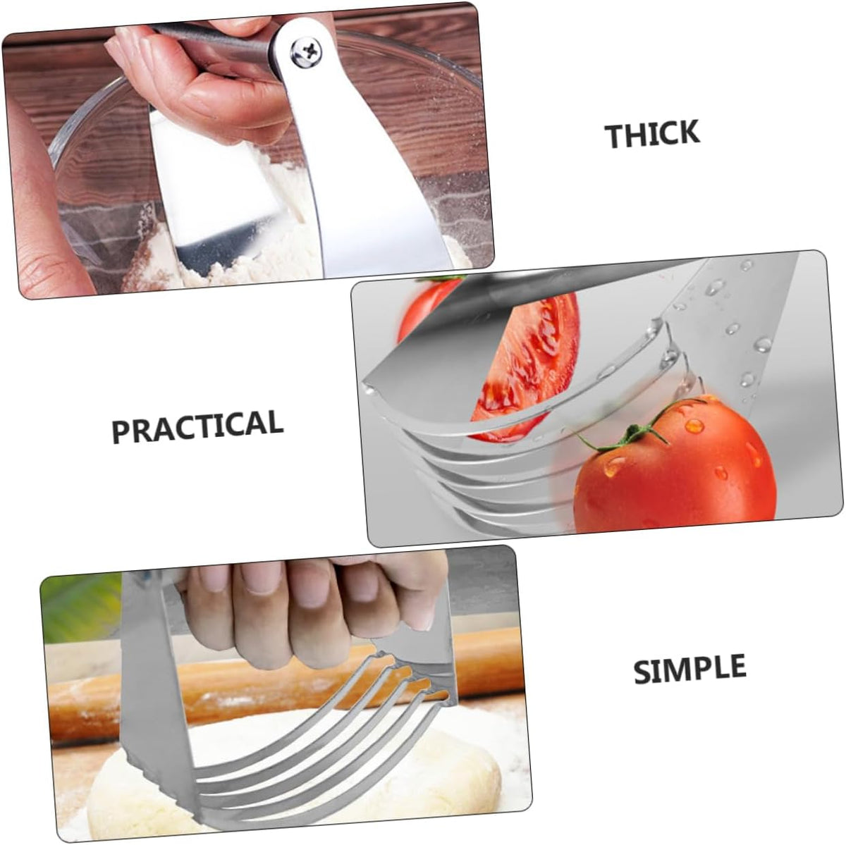 Stainless Steel Dough Cutter Handle for Baking Flour Mixing