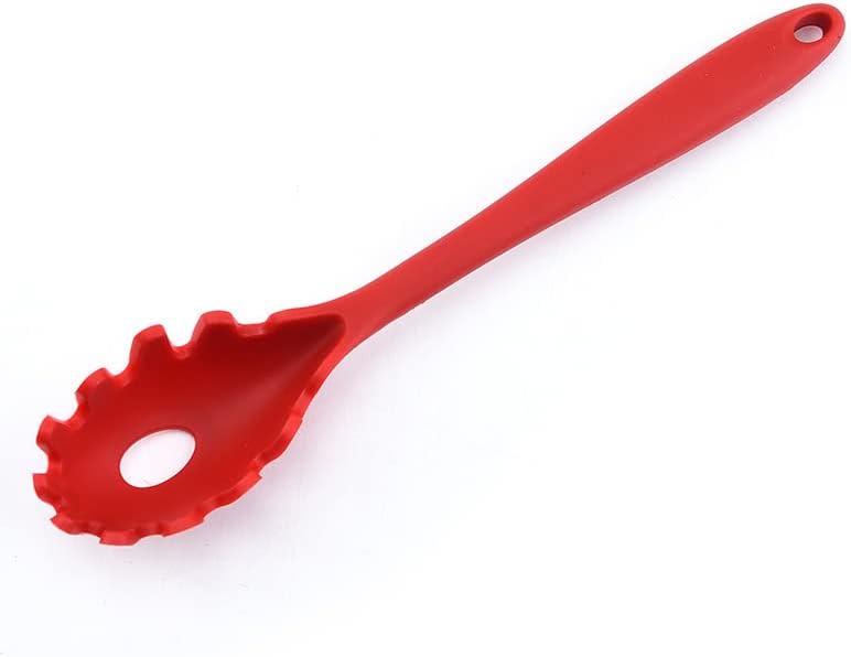 Silicone Pasta Fork (11.5"), High Heat Resistant to 480°F, Hygienic One Piece Design, Spaghetti Strainer & Server Spoon Pasta Forks (White)