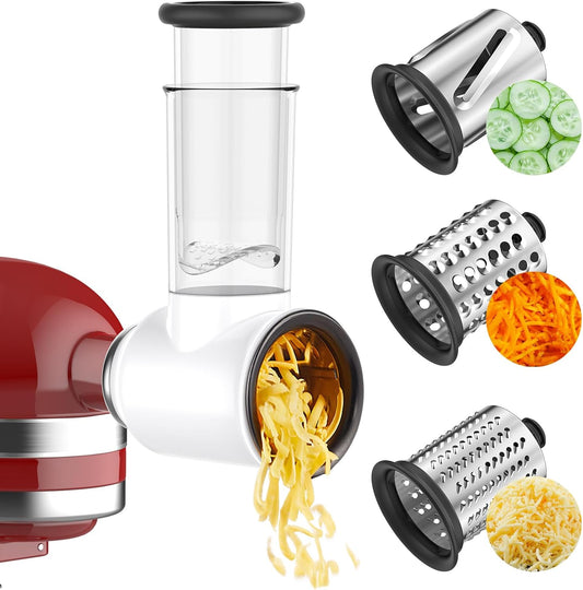 Slicer Shredder Attachment for Kitchenaid Stand Mixer | Cheese Grater Attachment, Food Slicer Salad Maker for Kitchen aid Mixer Accessories and Attachments with 3 Blades
