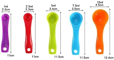 5 Pcs Colorful Plastic Measuring Spoons Plastic Teaspoon 1/2.5/5/7.5/15ml Measuring Spoon for Baking Coffee Tea, Measure Tool, Kitchen Accessories